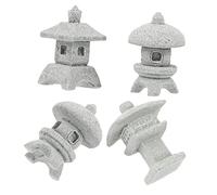 KONTONTY 4 Pcs Mini Pagoda Statue Miniature Oriental Figurines for Landscape Decoration Japanese Ornaments for Outdoor Decor Zen