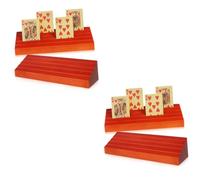 KONTONTY 4 pcs Wooden Playing Card Holders Versatile Card Stands for Tabletop Games Photos Enhanced Stability for All Ages Convenient Hands Gaming