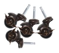KONTONTY 4 Sets Office Chair Wheels with Brake Threaded Stem Casters for Small Appliances and Furniture Swivel Replacement Rollers for Compact Spaces Iron Steel PP Material