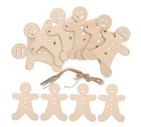 KONTONTY 40pcs Unfinished Gingerbread Man Wood Cutouts with Hanging Blank Wooden Slices for Christmas Ornaments DIY Crafts Festive Embellishments for Tree Decorations and Holiday Painting