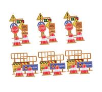 KONTONTY 45pcs Mini Road Signs Playset for Realistic Traffic Sign Models with Cones Barricades Crosswalk Signals Educational for Safety Awareness and Imaginative Roleplay