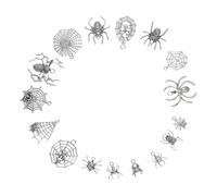 KONTONTY 48pcs Spider Charms Set for Jewelry Making, Antique Silver Metal Spider Pendants Web Diy Accessories for Halloween Crafting and Spooky Decorations