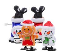 KONTONTY 4pcs Christmas Wind-up Set - Walking Snowman Gingerbread Man, Inverted Santa Snowman Clockwork Figures - Novelty Party Prank for Desktop Playthings