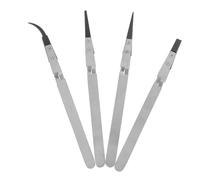 KONTONTY 4pcs ESD Precision Fine Tip Tweezers Stainless Steel Cross Lock Design Interchangeable Heads for Electronics Jewelry Laboratory Repair and Craft Small Parts Handling
