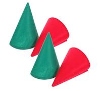 KONTONTY 4pcs Felt Christmas Elf Cone Hats Vibrant Red Green Dwarf Caps for Holiday Parties Cosplay Role-playing Group Festive Events Elf Costume Accessories