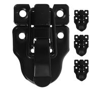 KONTONTY 4pcs Iron Box Hasp Lock Vintage Cabinet Toggle Latch Clasp for Jewelry Wooden Storage Chest Lockable Clasp Hardware in Black Metal Safety Bolt for Toolbox and Suitcase