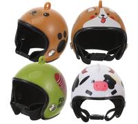 KONTONTY 4pcs Mini Chicken Helmet Dollhouse Accessories Rainproof Pet Bird Hard Hats Funny Bonnet for Chickens and Parrots Model Cap Random Style