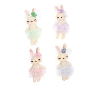 KONTONTY 4pcs Mini Plush Cotton Stuffed Rabbit Dolls Fabric Mesh Small Rabbit for Easter Birthday Party Decorations Versatile Bed Sofa Car Ornaments Pastel Colors