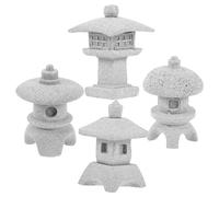 KONTONTY 4pcs Miniature Pagoda Statues Japanese Style Pagoda Lantern Asian Decor Square China Statue for Zen Garden Indoor Outdoor Decor Micro Rockery Landscape Kit
