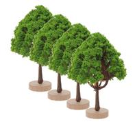 KONTONTY 4Pcs Miniature Street Trees Simulation Plant Model 4.5Cm Trees with 2Cm Base for Sand Table Landscape Scenery DIY, Mini Desk Decoration for Model Train Scenery and Architectural