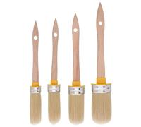 KONTONTY 4pcs Oval Paintbrush for Precise Edge and Corner Painting Lightweight Ergonomic Handles Watercolor and Oil Brushes for Walls Furniture and Art Students