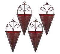 KONTONTY 4pcs Plastic Hanging Basket Woven Fan-shaped Wall Planter for Indoor Decor, Door Hanging, Versatile Design, Stylish Flower Holder for Hotels and Home Use