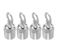 KONTONTY 4pcs Rope End Stopper Cord End Caps with Hook, Aluminium Alloy Material, Easy Installation and Effective Protection, Suitable for Crowd Control Barriers and Queue Dividers, Silver