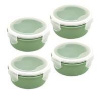 KONTONTY 4pcs Sealed Food Storage Box for Snacks and Fruit, Green Pp