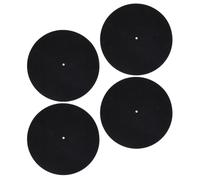KONTONTY 4pcs Static Felt Record Player Mats Shock Absorbing Turntable Slipmat for Phonograph Protective Pad Enhances Audio Clarity Reduces Vibration Black