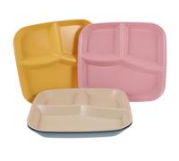 KONTONTY 4pcs Three Compartment Serving Plate PP Food Dish | Smooth Burr-free Surface, Separate Condiment Section, Lightweight Portable Design, Portion Control for Buffet Banquets