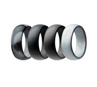 KONTONTY 4PCS Unisex Silicone Rings Set 8mm Wide Waterproof Non-conductive for Exercises and Swim Simple Fashion Stackable Jewellery