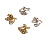 KONTONTY 4pcs Vintage Crochet Finger Rings Open Peacock and Koi Design Yarn Guide Loop Rings for Knitting Portable Finger Holder for Smooth Weaving Projects Stylish Craft Accessories for