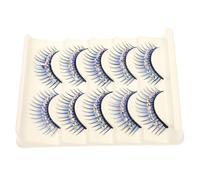 KONTONTY 5 Pairs Stage False Lashes with Diamond, Blue Chemical Fibre Hard Stem, Shiny Vivid Design for Latin Dance, Cosplay and Parties