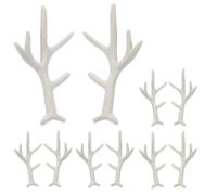 KONTONTY 5 Pairs White Flocked Deer Antler DIY Accessories 7.5cm Christmas Hair Decoration Props Xmas Headdress for Holiday Costume and Dress-up Play