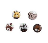 KONTONTY 50pcs 20mm Round Wooden Buttons for Baby Cardigans with Animal Printed Designs, Mixed Candy Color Assorted Snaps, for Sewing and Knitting Crafts Random Color