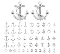 KONTONTY 50PCS Anchor Charms Zinc Alloy Silver Retro Keyring Pendants for DIY Keychain Kit and Jewelry Making