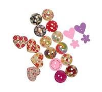KONTONTY 50pcs Handmade Wooden Buttons Assorted Retro Style Mixed Shapes and Patterns for Sewing Crafts Clothing Embellishments DIY Vintage Floral Design