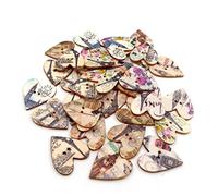 KONTONTY 50pcs Heart Shape Eiffel Tower Pattern Buttons Decorative Sewing Buttons for Crafting Scrapbooking DIY Projects