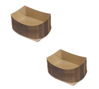 KONTONTY 50pcs Kraft Paper Food Plate Serving Tray Takeout Snack Box | Large Capacity Packaging, Simple Design, Suitable for Street Food, Nuts, Wedding Catering and Concession Vendors