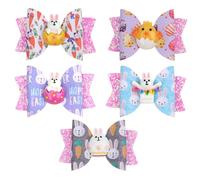 KONTONTY 5pcs Adorable Easter Rabbit Hair Clips for Cute Bowknot Headwear Props Purple Gray White Light Purple Blue Fun Hair Accessories for Boys