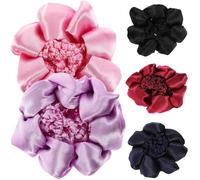 KONTONTY 5pcs Elastic Girl Hairnets for Dancer Hair Bun Holding Reusable Polyester Hair Bun Cover for Professional Dancing Performers and Company Employees