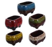 KONTONTY 5pcs Flower Ceramic Planter Home Decor Small Pots for Succulents Cute Plant Pots Cactus Planter Mini Ceramic Decorative Plant Cute for Indoor
