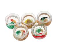 KONTONTY 5pcs Miniature Fish Dollhouse Fish Bowl with Realistic Koi and Fake Plants Small Round Plastic Aquarium for Desktop Decor Compact Dollhouse Accessory for Micro Landscape and Craft