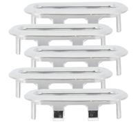 KONTONTY 5pcs Oval Plastic Sink Overflow Cover with Bright and Smooth Surface, Silver Replacement Overflow Cap for Bathroom Sink Drain, Suitable for Kitchen and Bath Fixtures