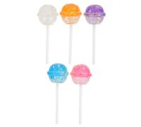 KONTONTY 5PCS Resin Mini Lollipop Charms for Jewelry Making DIY Craft Decorations Realistic Flatback Candy Ornaments in White Pink Orange Blue Purple Photo Props and Headwear Accessories