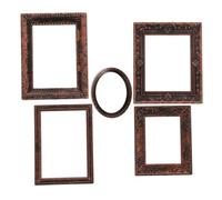 KONTONTY 5pcs Scale Mini Dollhouse Frames Vintage Bronze Plastic Picture Frames for Dollhouse Decoration Accessories DIY Craft Supplies
