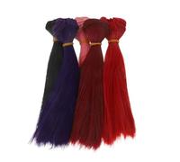 KONTONTY 5pcs Straight Synthetic Doll Wigs High Temperature Hair Replacement for DIY Craft Puppet Soft Realistic Texture Doll Hair Making Kit