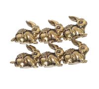 KONTONTY 6pcs Antique Brass Rabbit Charms with Hanging Vintage Bunny Pendants for DIY Keyrings Home Decoration Animal Figurines Multipurpose Keychain Accessories