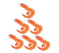 KONTONTY 6pcs Decorative Shrimp Model Pvc Fake Food Photography Prop with Lifelike Design and Bright Orange Colour, Sturdy and Not Easy to Wear Or Tear, for Homes and Model Houses