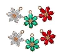 KONTONTY 6pcs Gold Plated Crystal Flower Charms for DIY Jewelry Making Rhinestone Dangle Pendants with Finish for Bracelets Earrings Necklaces Elegant Floral Design Craft Supplies for Women