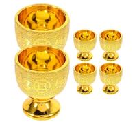 KONTONTY 6pcs Golden Retro Cup 30ml PP Chalice for Temple Offerings | Holy Water Use, Stable Base, Set, Altar Trays, Buddhist Practitioners