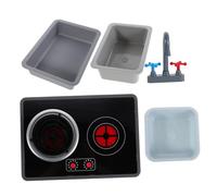 KONTONTY 6pcs Kitchen Playset with Realistic Lights and Sounds Pretend Play Appliance Set Including Faucet Sink Induction Cooker and Stove Portable and Friendly for Indoor Role Play