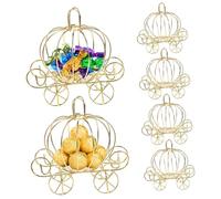 KONTONTY 6pcs Pumpkin Carriage Candy Boxes for Halloween Wedding Favors Creative Wire Cutout Design Goodies Gift Containers for Birthday Party Treats and Shower Presents