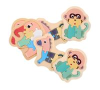 KONTONTY 6pcs Wooden Animal Peg Puzzles Elephant Monkey Horse Matching Game Educational Preschool Learning for Developing Fine Motor Skills and Critical Thinking