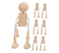 KONTONTY 7Pcs Unfinished Wooden Peg Dolls DIY Craft People Figures for Painting Creativity Activities Wooden Cartoon Figurines