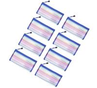KONTONTY 8pcs Large Capacity Pen Bag Pencil Case Blue Oxford Cloth Aluminium Alloy Portable Organiser for Backpacks, Pocket, Artists Boys