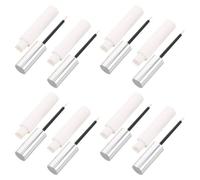 KONTONTY 8pcs Reusable 10ml Empty Mascara Tube and Eyeliner Container with Matte Silver Plastic Body and Sleek White Nylon Cap, Minimizes Liquid Evaporation, for Lash Oil and Lip Gloss