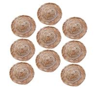KONTONTY 9Pcs Handmade Mini Woven Straw Hats for Crafts Small Doll Decor DIY Accessories Chic Home Decoration and Photo Props