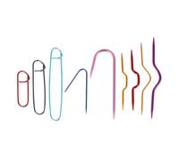 KONTONTY 9PCS Knitting Needles Kit with Crooked Cable Stitch Tools U Shaped and Twist Needles for Beginners Practical Knitting Accessories Set with Random Colors for Yarn Random Color