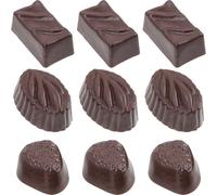 KONTONTY 9pcs Simulated Chocolate Model Set for Play Food, Decorative Desktop Chocolate with Assorted Dark Brown Candy Shapes, Tabletop Pretend Play Accessories